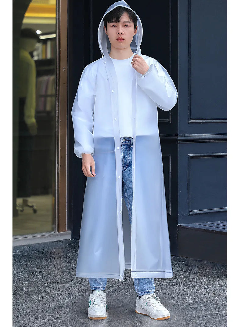 Adult Long Raincoats EVA Impermeable Waterproof Rain Coat Men Women Travel Hooded Beam Port Rain Poncho For Fishing Camping